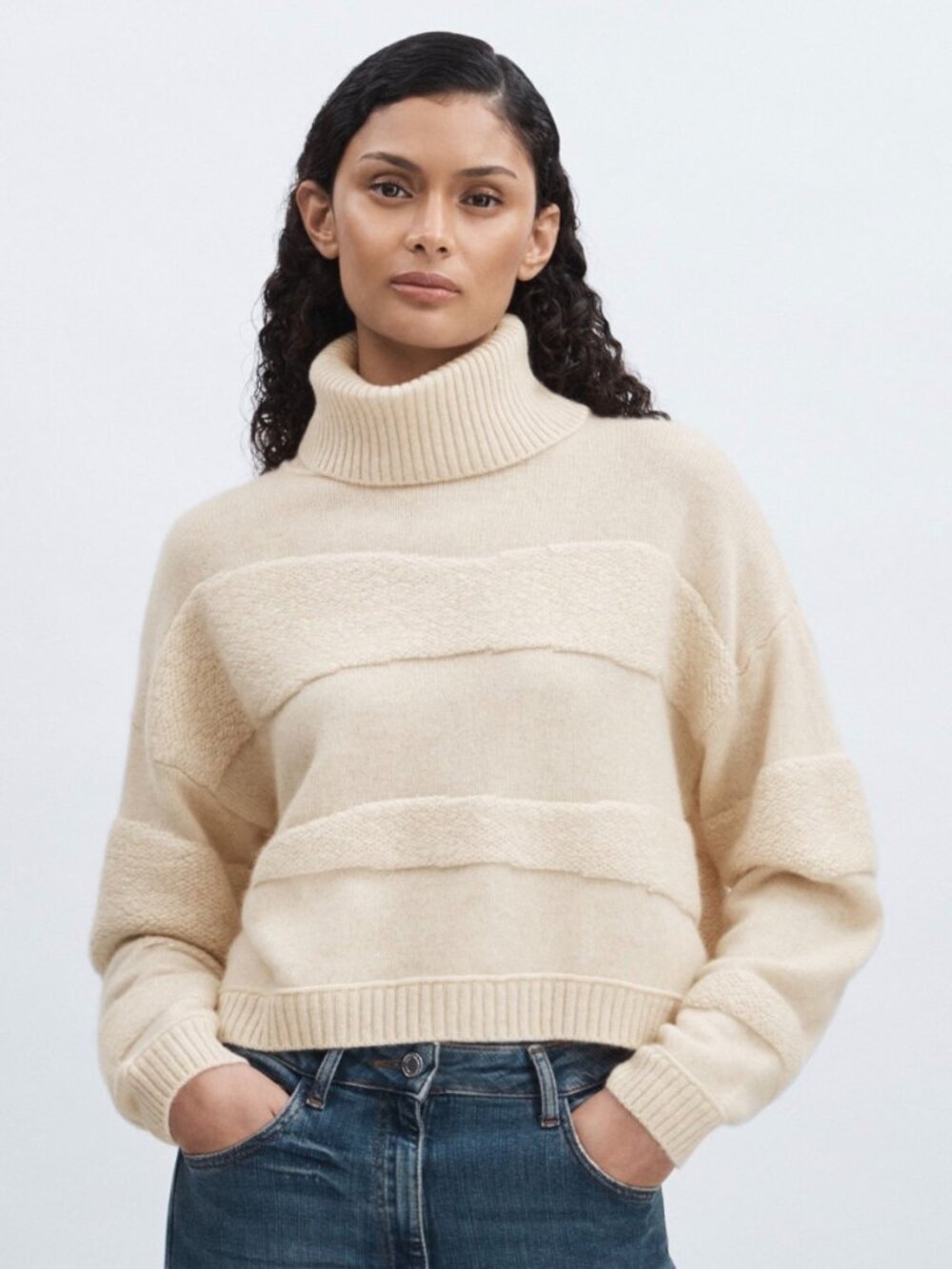 Colorush Plushy Stitch Roll-Neck Sweater